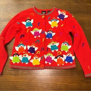 Christina rotelli vintage knitted‎ embroidered Christmas sweater Small